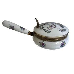 VTG Porcelain Silent Butler Crumb Ashes Collector Hinged Lid Andrea By Sadek